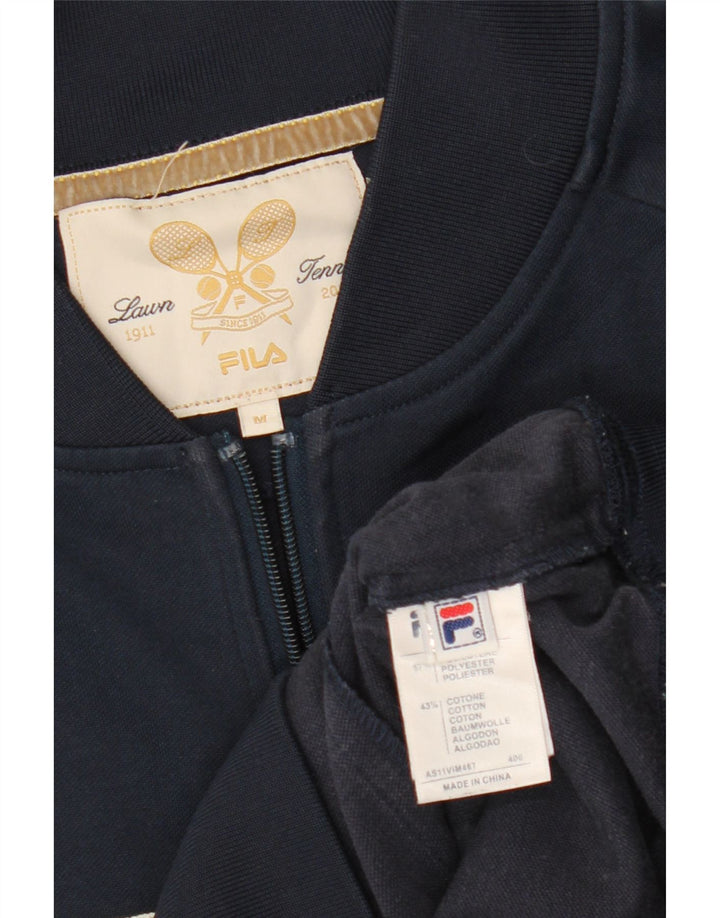 FILA Mens Tracksuit Top Jacket Medium Navy Blue Colourblock Polyester