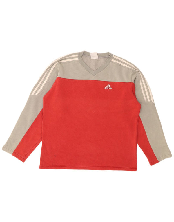 ADIDAS Mens Loose Fit Sweatshirt Jumper UK 36/38 Small Red Colourblock
