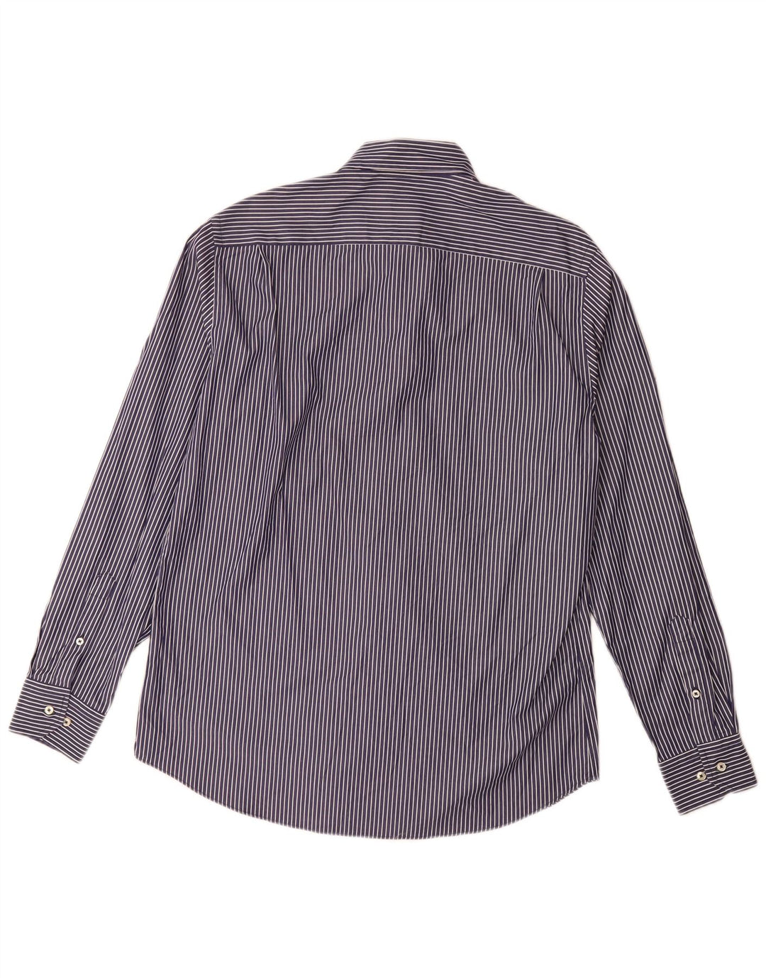 Massimo Dutti Mens Shirt Large Navy Blue Pinstripe Cotton