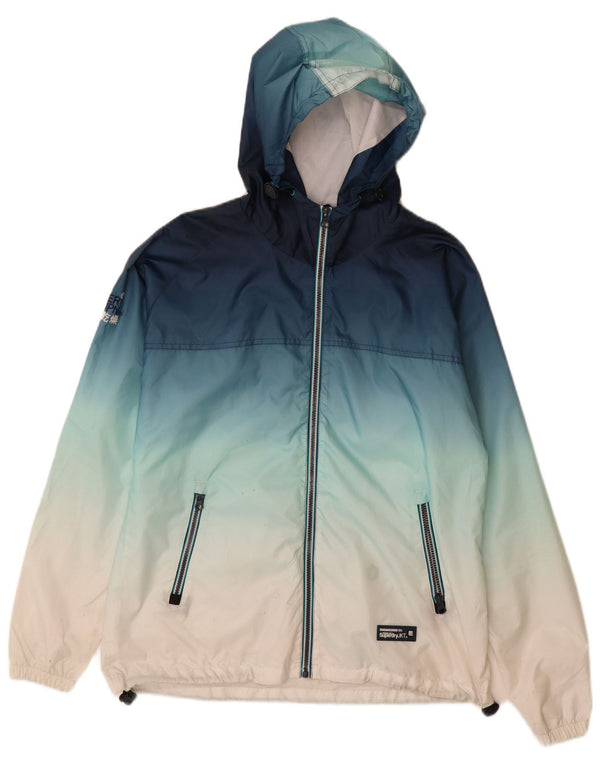 Superdry Womens Windcagoule Hooded Rain Jacket UK 18 XL Blue Colourblock