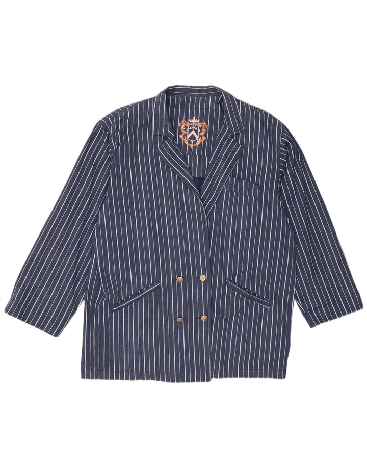 Vintage Womens Oversized Longline Blazer Jacket IT 44 Medium Blue Striped