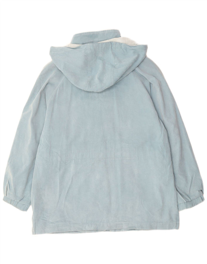 LONDON FOG Womens Hooded Windbreaker Jacket UK 16 Large Blue Polyester
