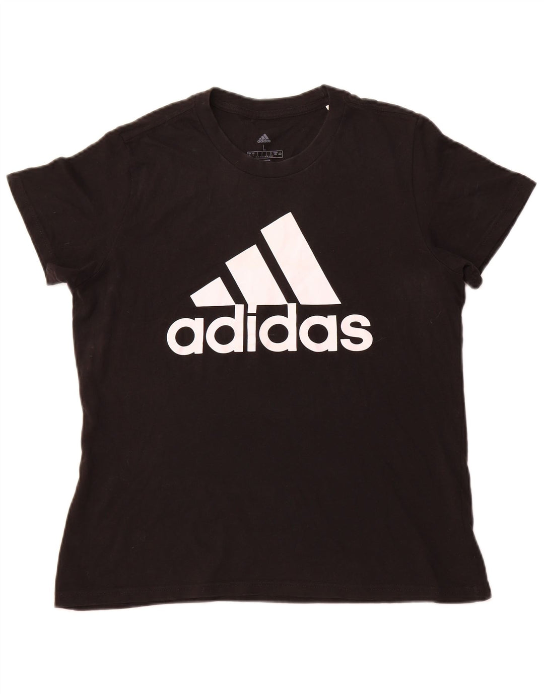 ADIDAS Womens Graphic T-Shirt Top UK 16/18 Large Black Cotton