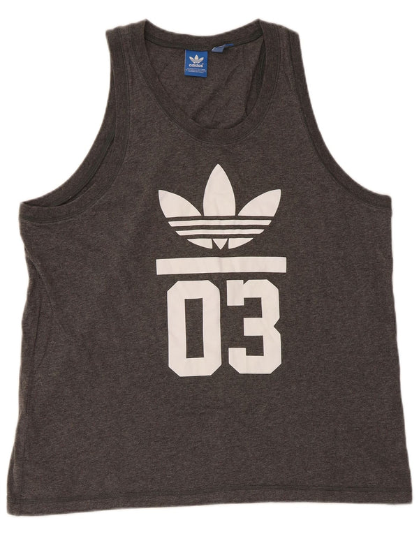 Adidas Mens Graphic Vest Top Large Grey Cotton