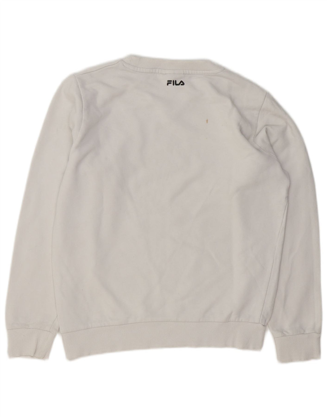 Fila Womens Oversized Sweatshirt Jumper UK 10 Small White Cotton