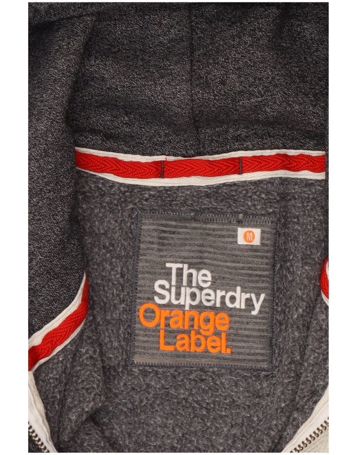 Superdry Mens Zip Hoodie Sweater Medium Grey Flecked Cotton