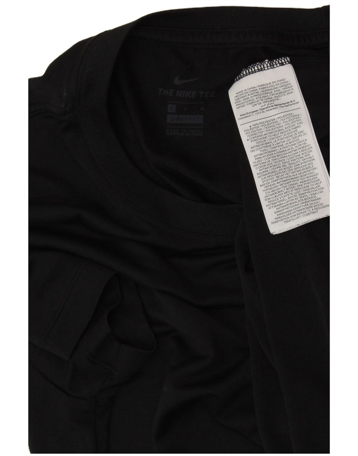 NIKE Womens Dri Fit Graphic T-Shirt Top UK 14 Medium Black Polyester
