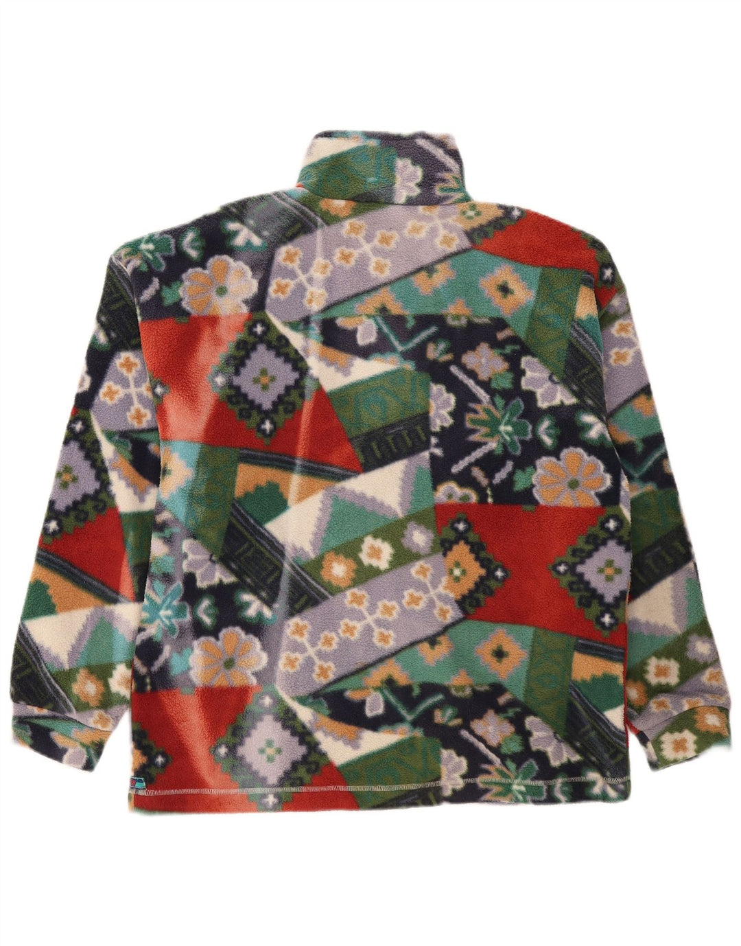 Vintage Womens Fleece Jacket UK 14 Medium Multicoloured Geometric