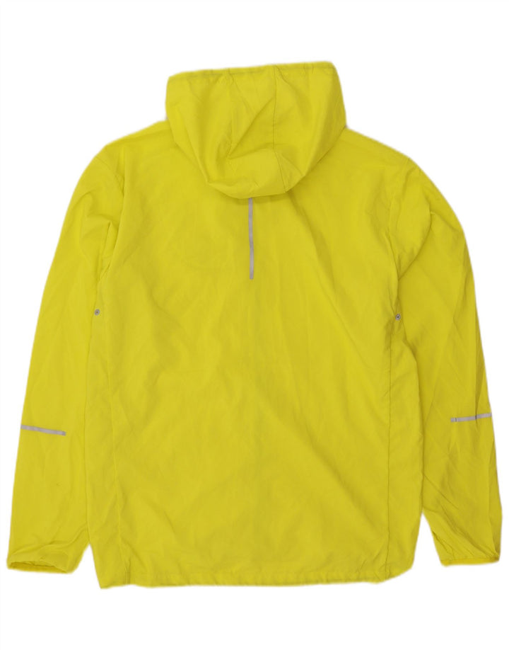 New Balance Mens Hooded Rain Jacket UK 38 Medium Yellow Polyester