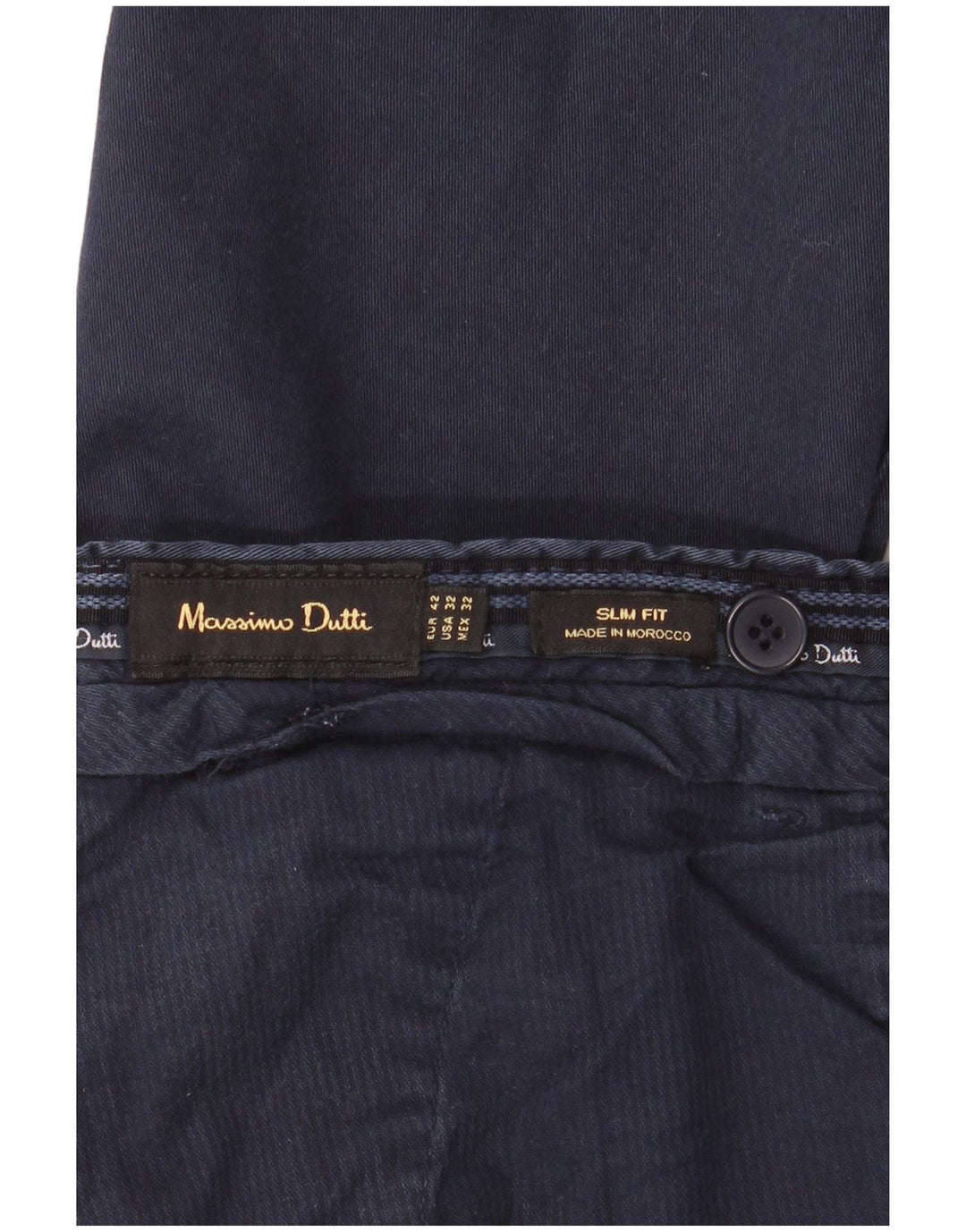 MASSIMO DUTTI Mens Slim Fit Chino Trousers EU 42 Large W32 L34 Navy Blue