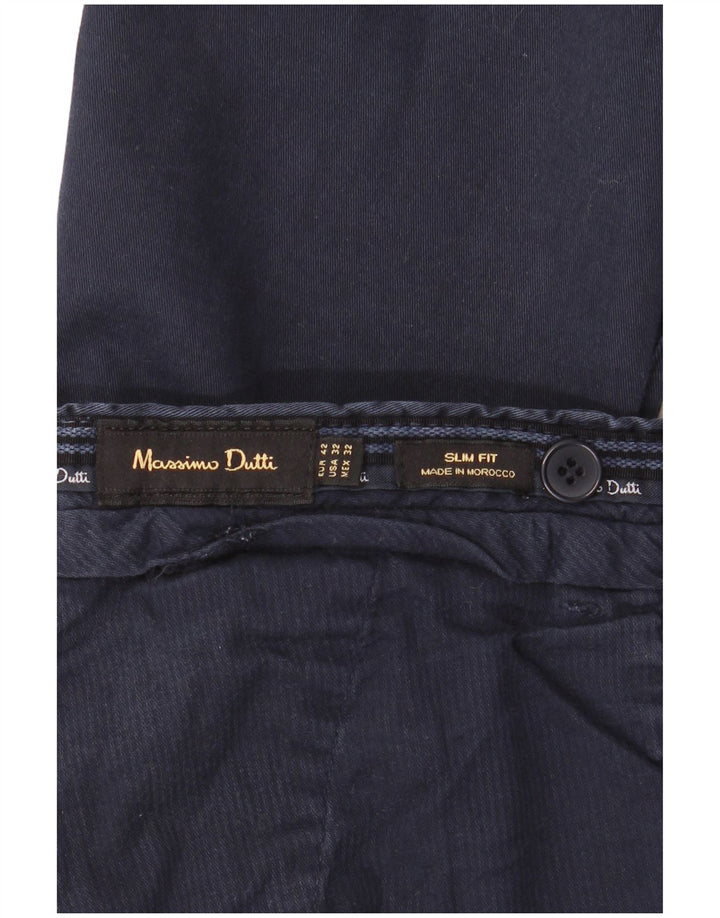 MASSIMO DUTTI Mens Slim Fit Chino Trousers EU 42 Large W32 L34 Navy Blue
