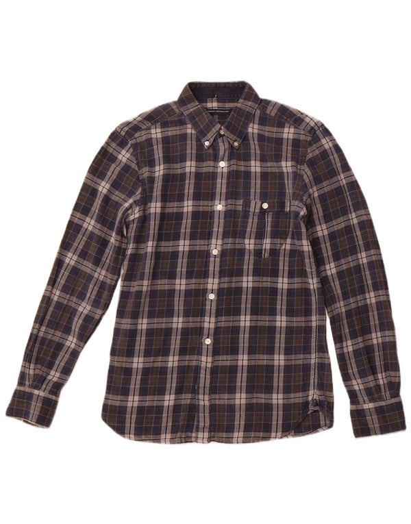 French Connection Mens Flannel Shirt XS Navy Blue Check Cotton