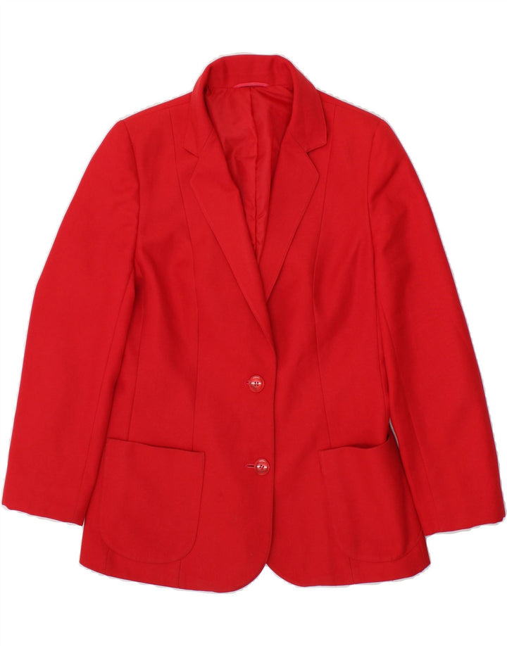 ST MICHAEL Womens 2 Button Blazer Jacket UK 12 Medium Red Polyester Vintage St Michael and Second-Hand St Michael from Messina Hembry 