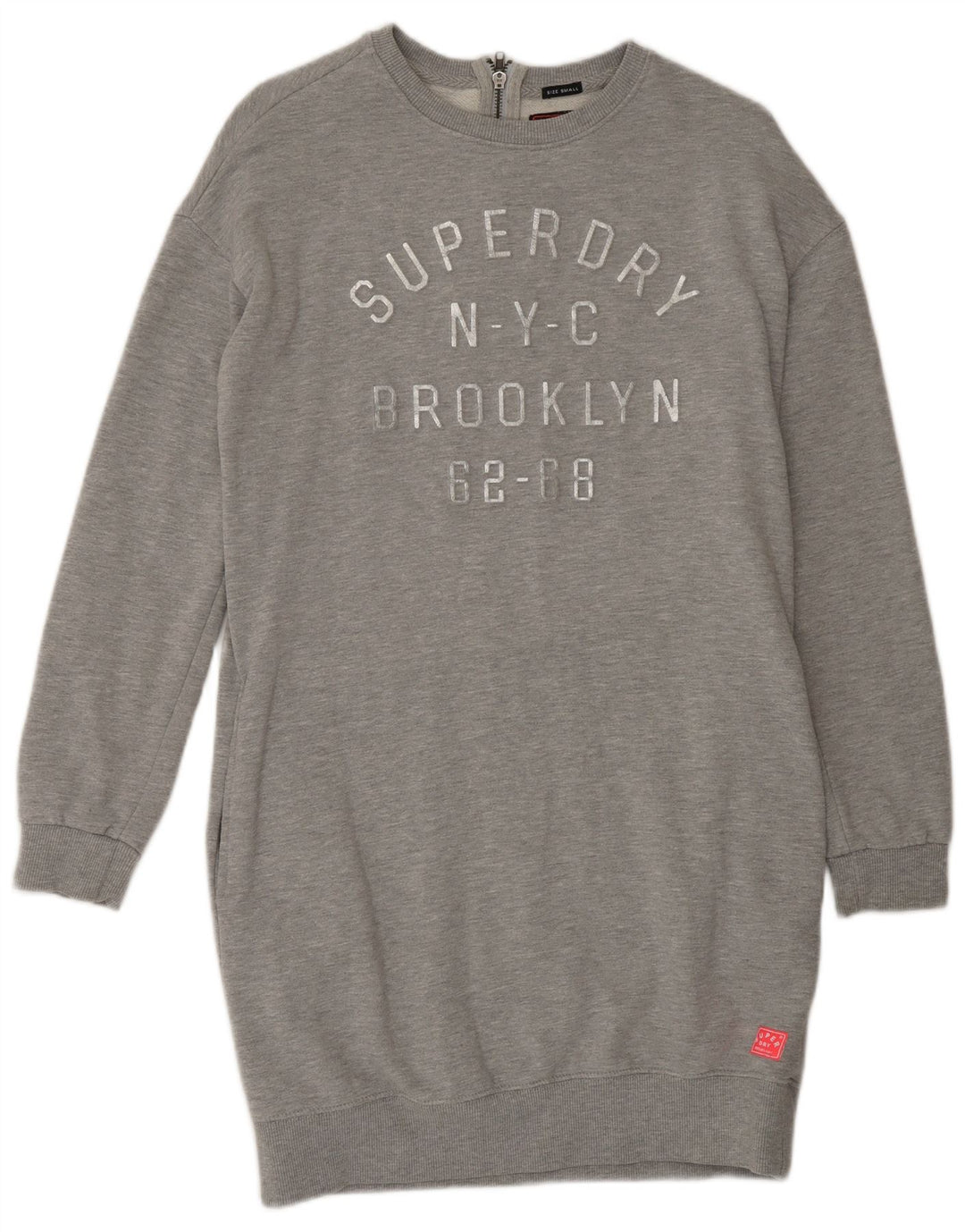 SUPERDRY Womens Oversized Graphic Sweatshirt Jumper Dress UK 10 Small Grey