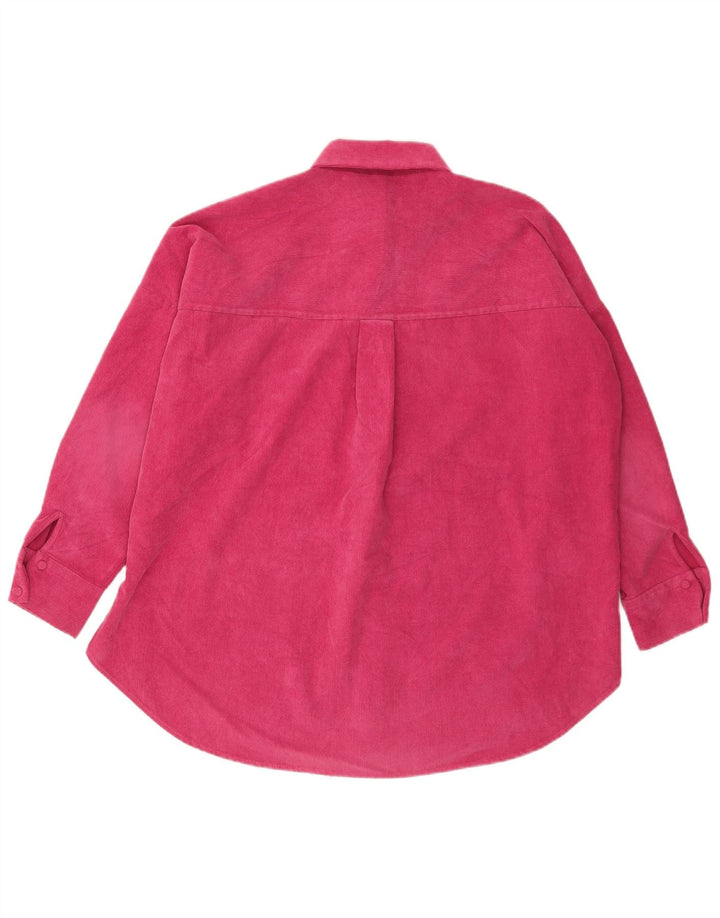 Zara Womens Oversized Flannel Shirt UK 6 XS Pink Polyester