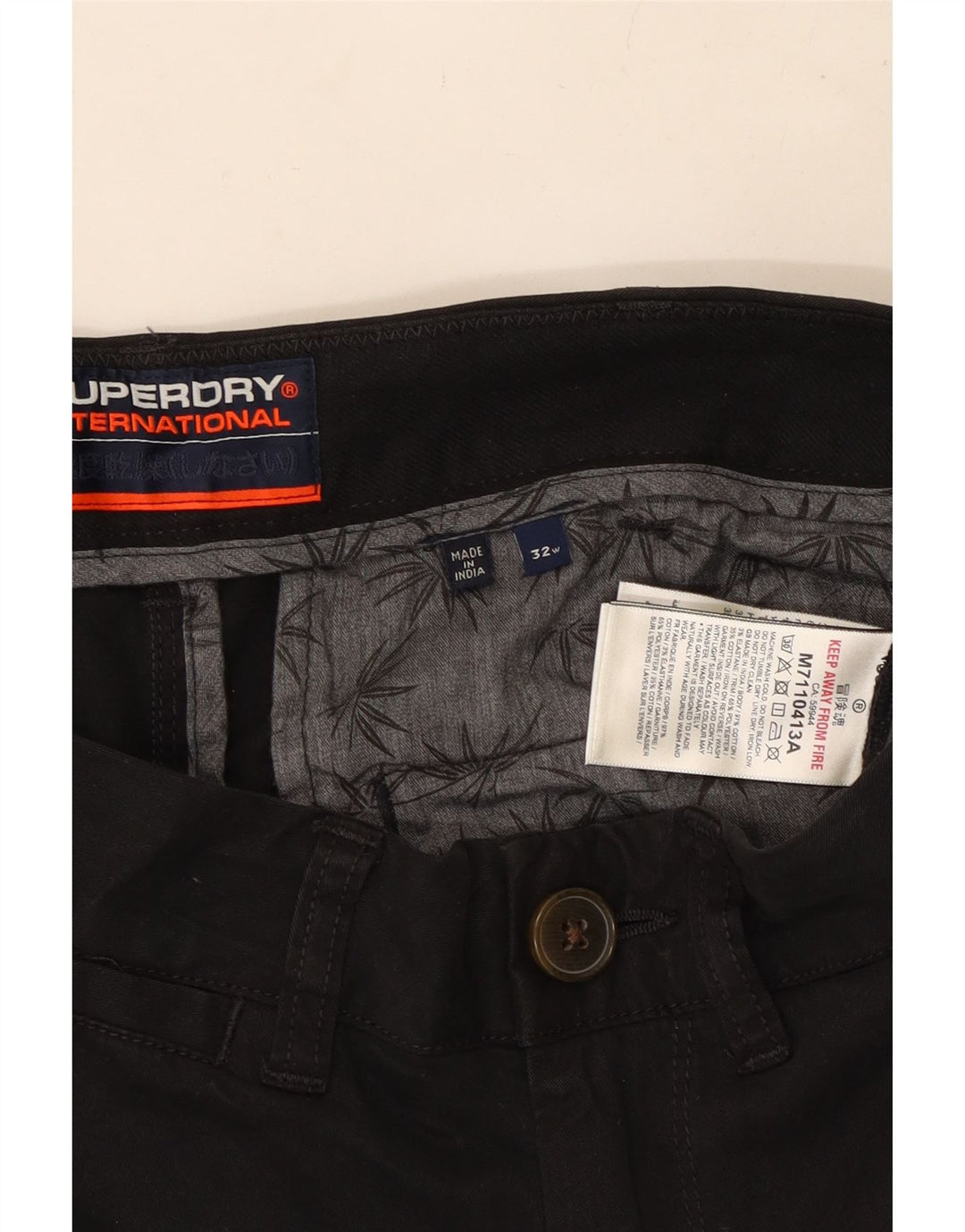 SUPERDRY Mens Chino Shorts W32 Medium Black Cotton