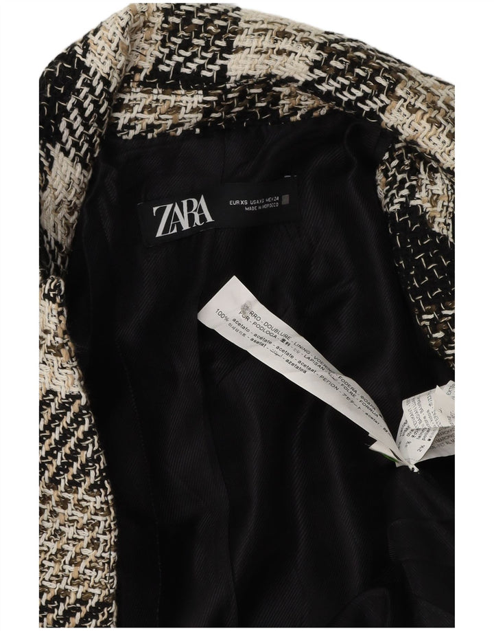 Zara Womens Open Overcoat UK 6 XS Black Check Acetate
