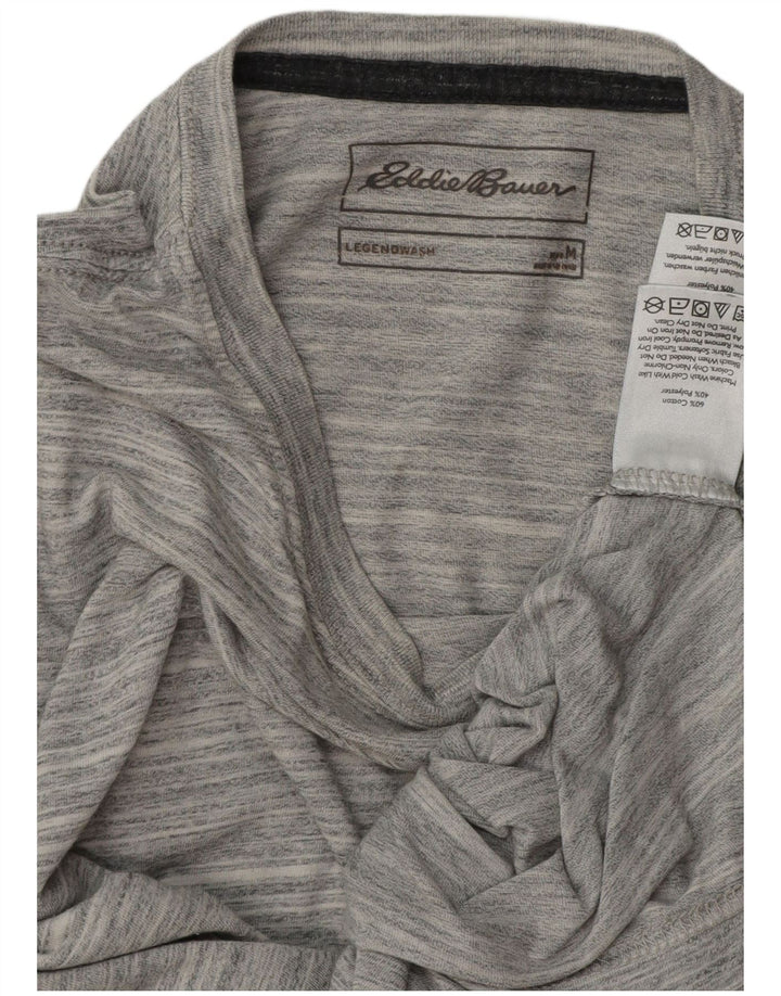 EDDIE BAUER Mens T-Shirt Top Medium Grey Pinstripe Cotton