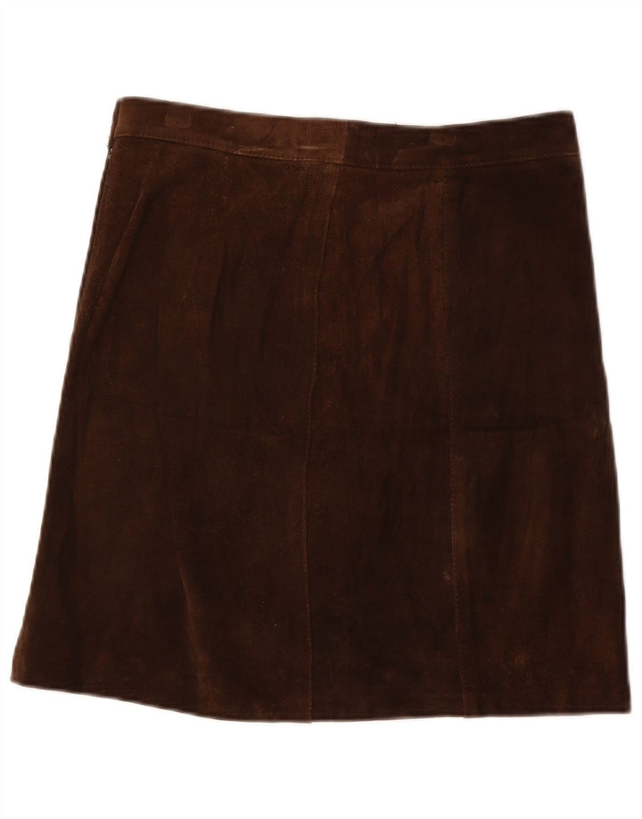 Vintage Womens Suede Skirt W30 Medium Brown