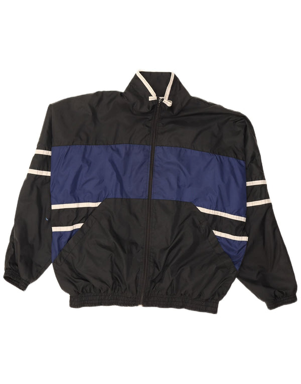 VERTICAL Mens Tracksuit Top Jacket Medium Black Colourblock Nylon