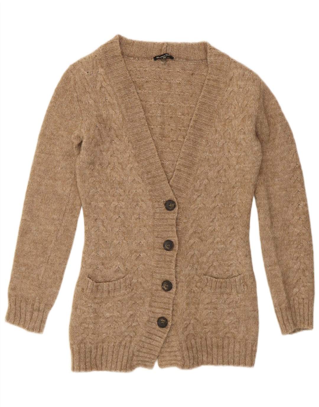 MASSIMO DUTTI Womens Cardigan Sweater UK 12 Medium Beige Flecked