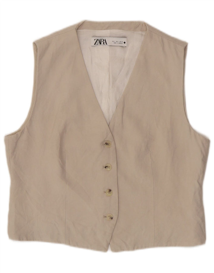 Zara Womens Waistcoat UK 14 Large Beige