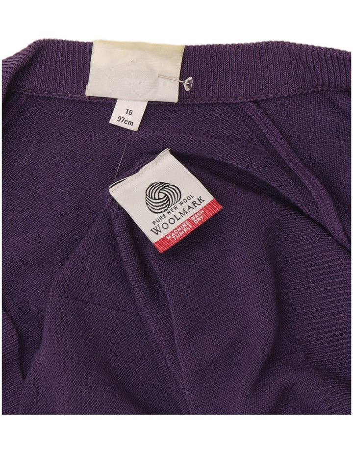 Classics Womens Cardigan Sweater UK 16 Large Purple Wool