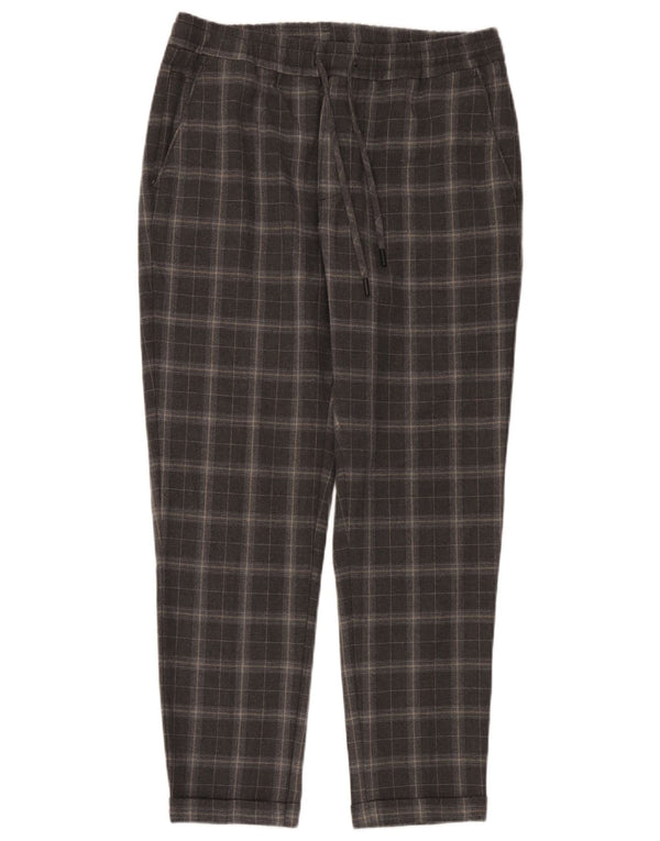 Zara Mens Tapered Chino Trousers Medium W31 L30 Grey Check