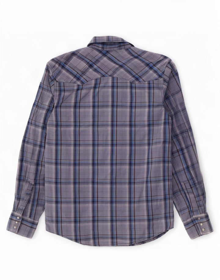 Wrangler Mens Shirt Medium Blue Check Cotton