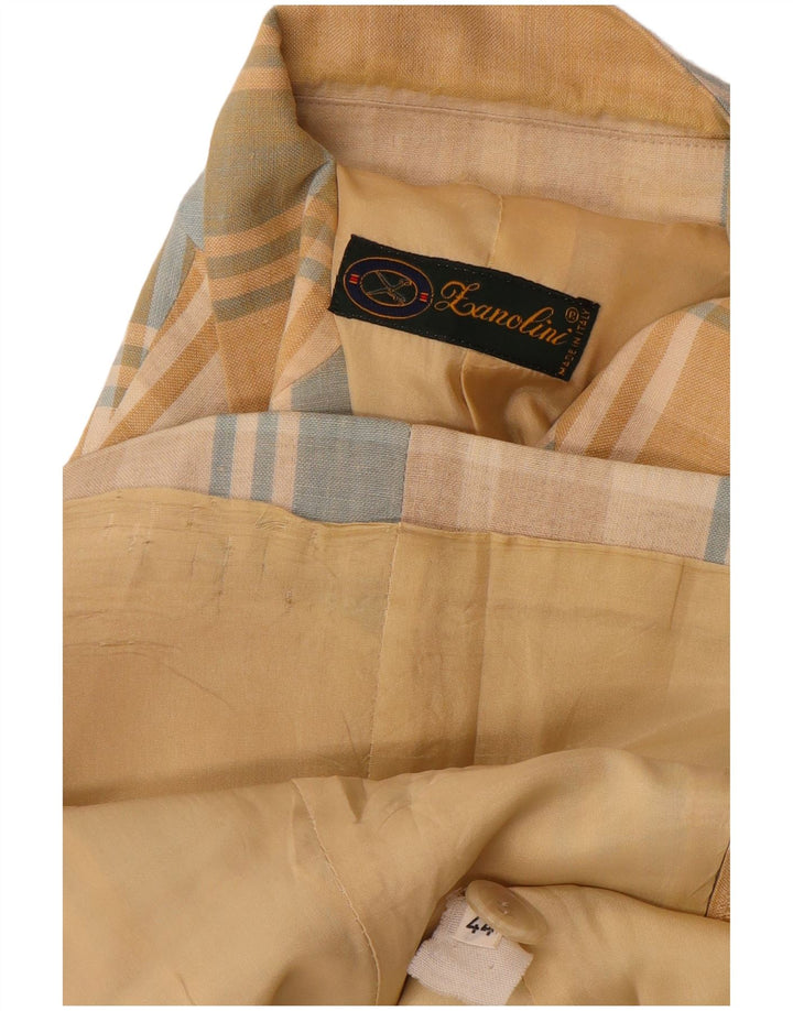 Vintage Womens 3 Button Blazer Jacket IT 44 Medium Yellow Check