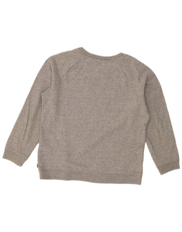 Levi's Womens Graphic Sweatshirt Jumper UK 14 Medium Grey Flecked Cotton