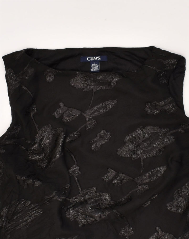 CHAPS Womens A-Line Dress UK 10 Small Black Floral Polyester