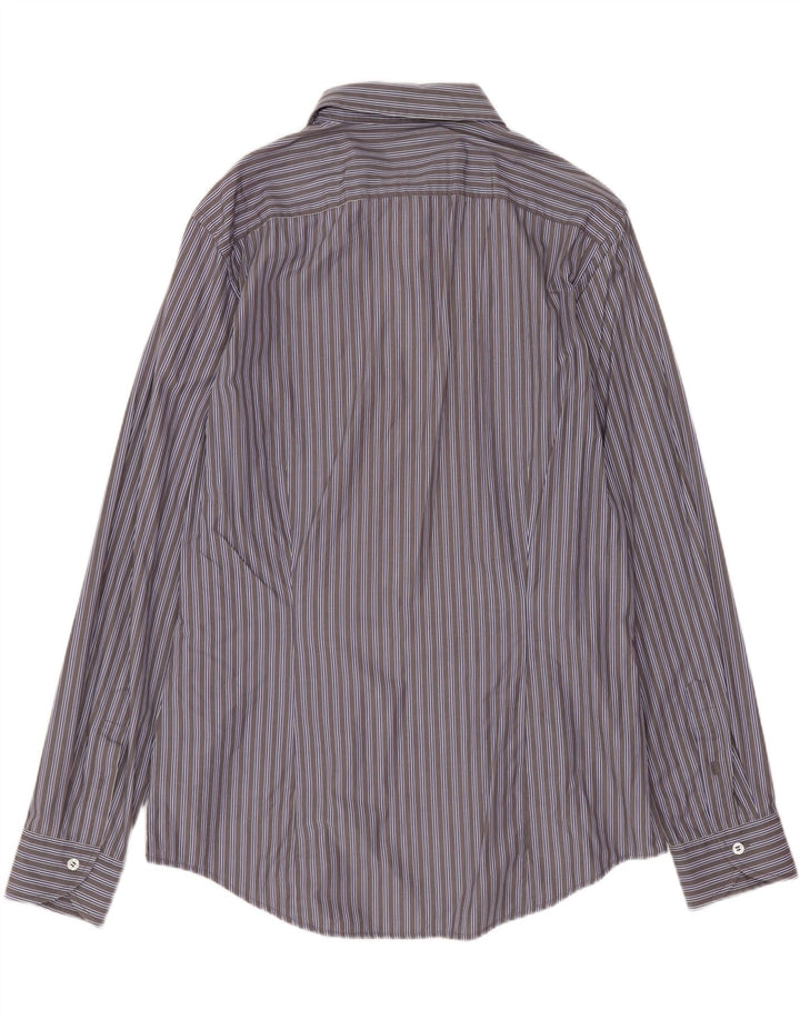 BENETTON Mens Shirt Large Grey Striped