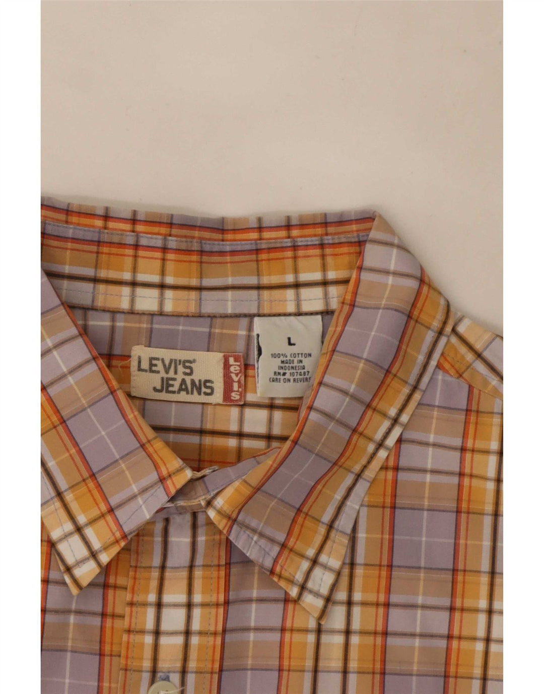 Levi's Mens Short Sleeve Shirt Large Multicoloured Check Cotton