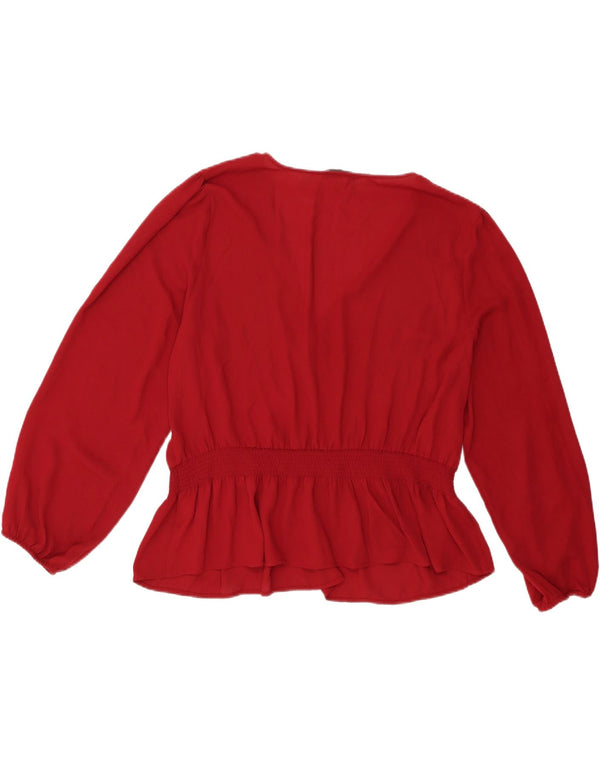 Oasis Womens Long Sleeve Blouse Top UK 22 3XL Burgundy Polyester