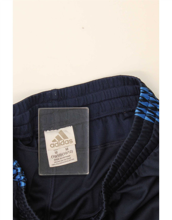 Adidas Boys Sport Shorts 10-11 Years Medium Navy Blue Geometric Polyester