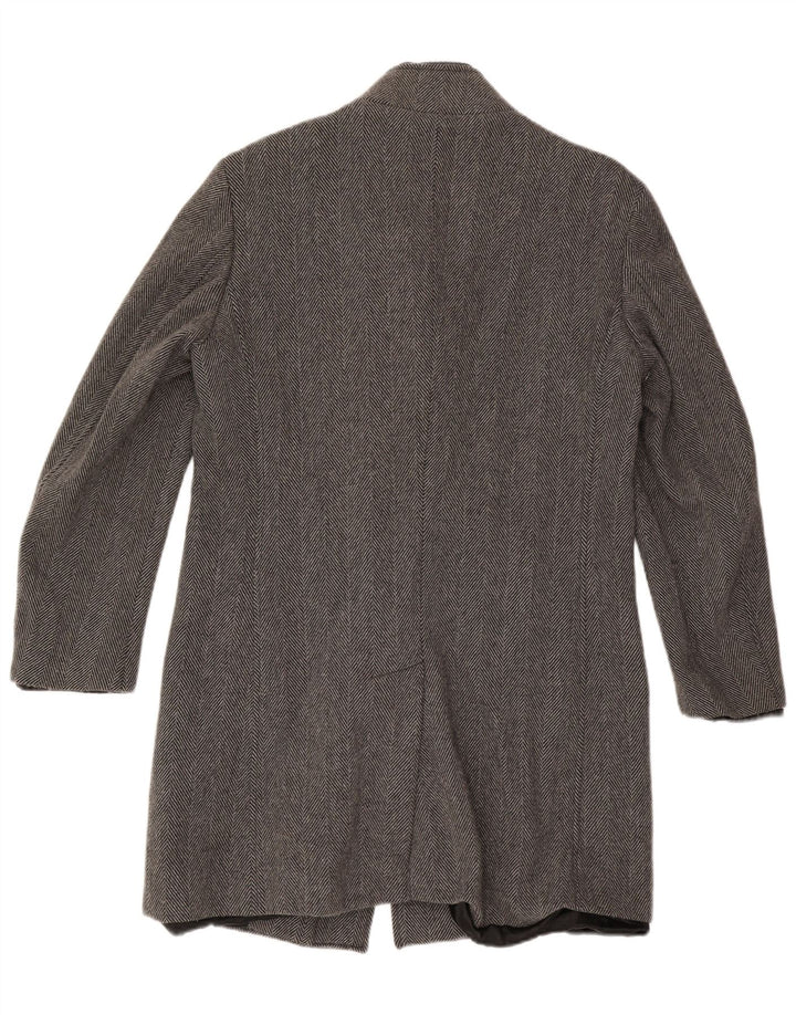 Zara Mens Overcoat UK 40 Large Grey Herringbone