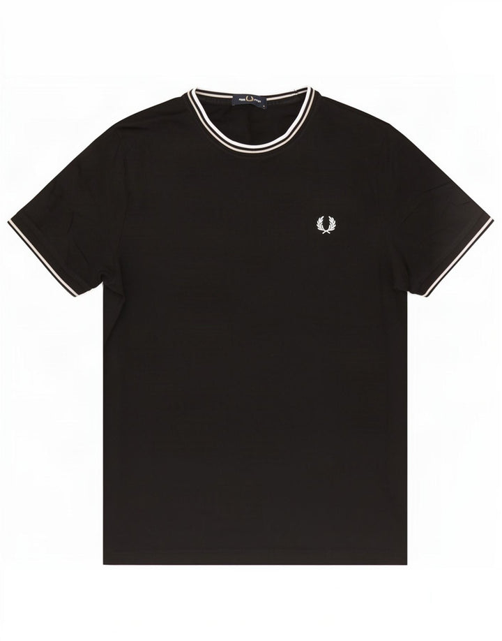 Fred Perry Mens T-Shirt Top Medium Black Cotton