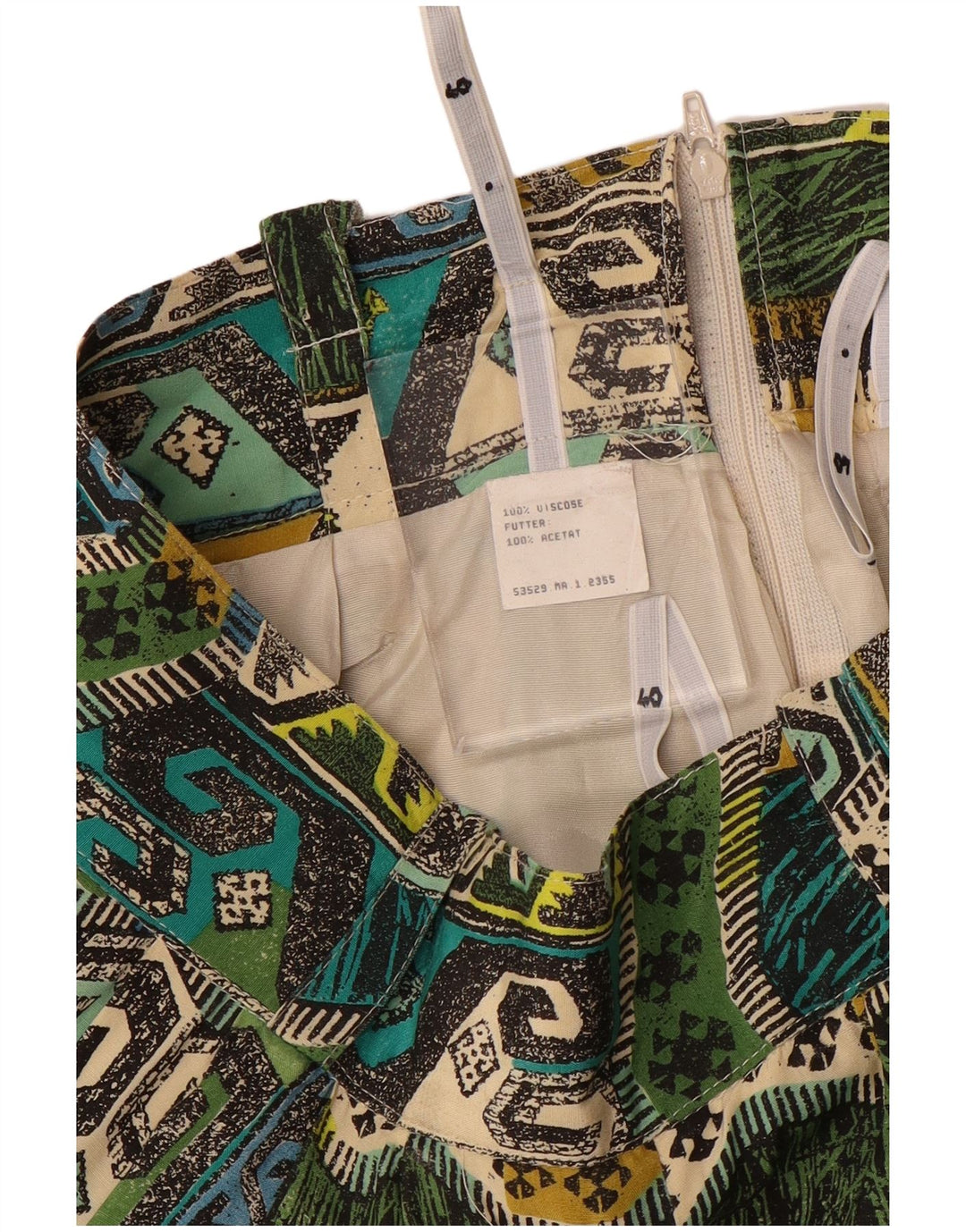 VINTAGE Womens Harem Trousers W28 L22  Green Geometric Viscose