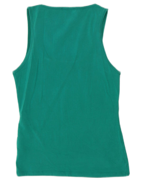Benetton Womens Vest Top UK 6 XS Green Cotton