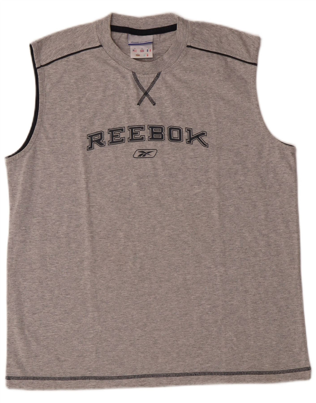 Reebok Mens Graphic Vest Top XS Grey Cotton