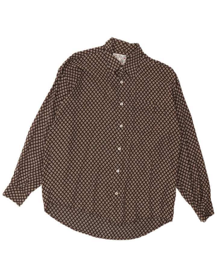 Kantaros Mens Shirt Medium Brown Geometric