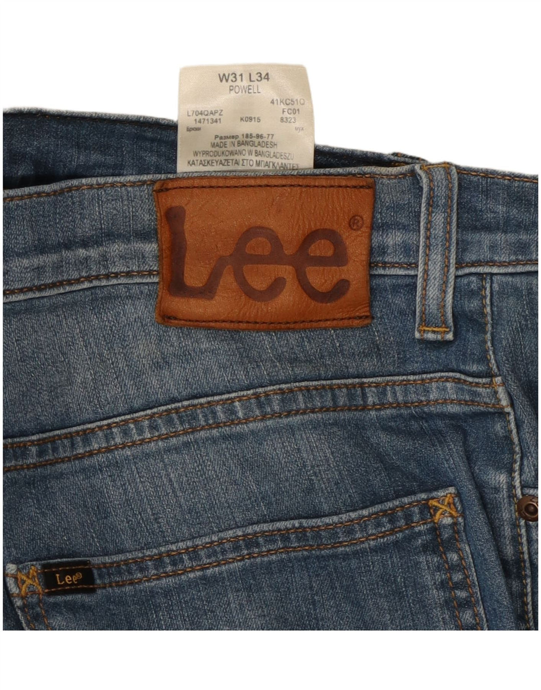 LEE Mens Powell Straight Jeans W31 L30 Blue Cotton