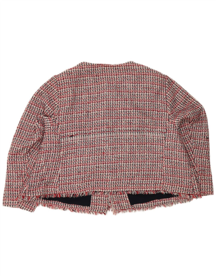 Marks & Spencer Womens 3 Button Blazer Jacket UK 30 6XL Red Check Polyester