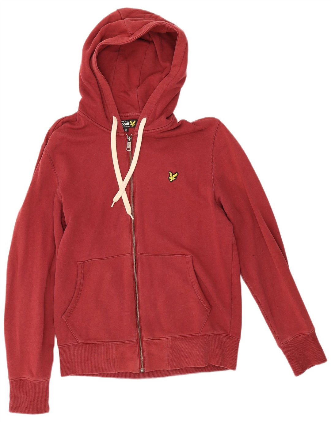 Lyle & Scott Mens Zip Hoodie Sweater Medium Red Cotton