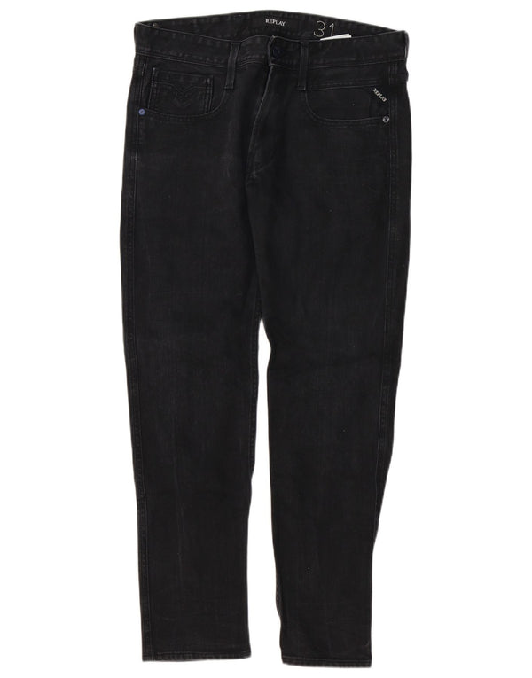 Replay Mens Slim Jeans W31 L30 Black Cotton