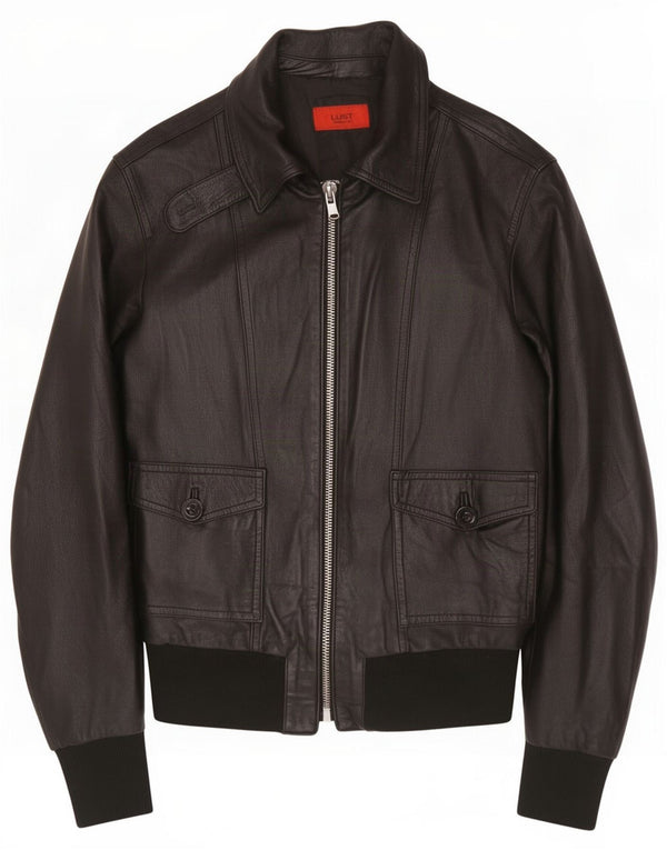 Vintage Womens Leather Jacket IT 48 XL Black