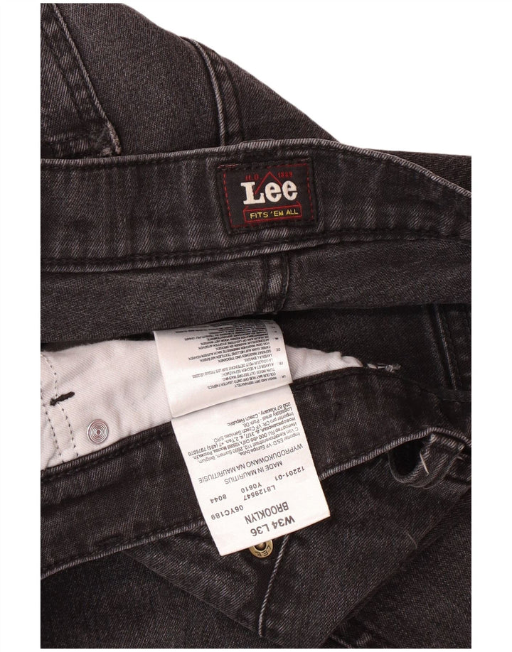 LEE Mens Brooklyn Straight Jeans W34 L33 Grey Cotton