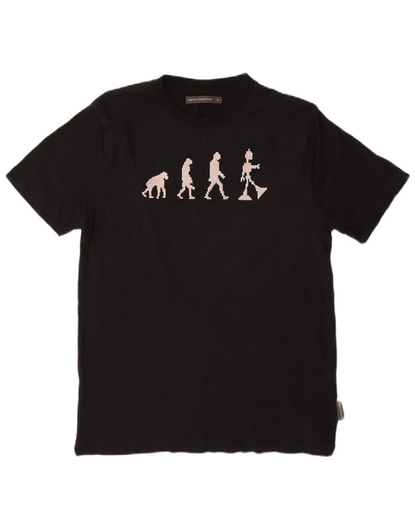 French Connection Womens Graphic T-Shirt Top UK 14 Medium Black Cotton
