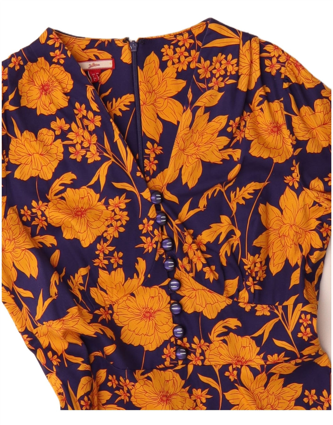 JOE BROWNS Womens A-Line Dress UK 10 Small Blue Floral Cotton